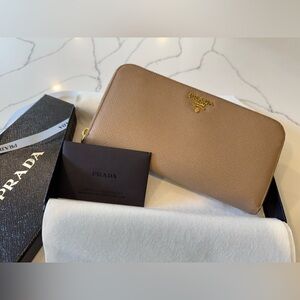 Prada Saffiano Metal Continental Wallet